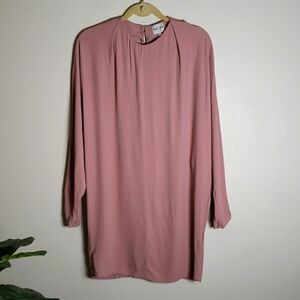 Reiss pink above knee dress, long sleeves, keyhole back, women's size 8